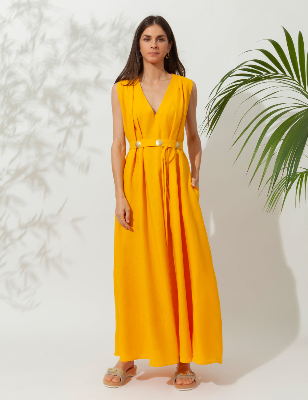 ELENI BELTED MAXI DRESS YELLOW