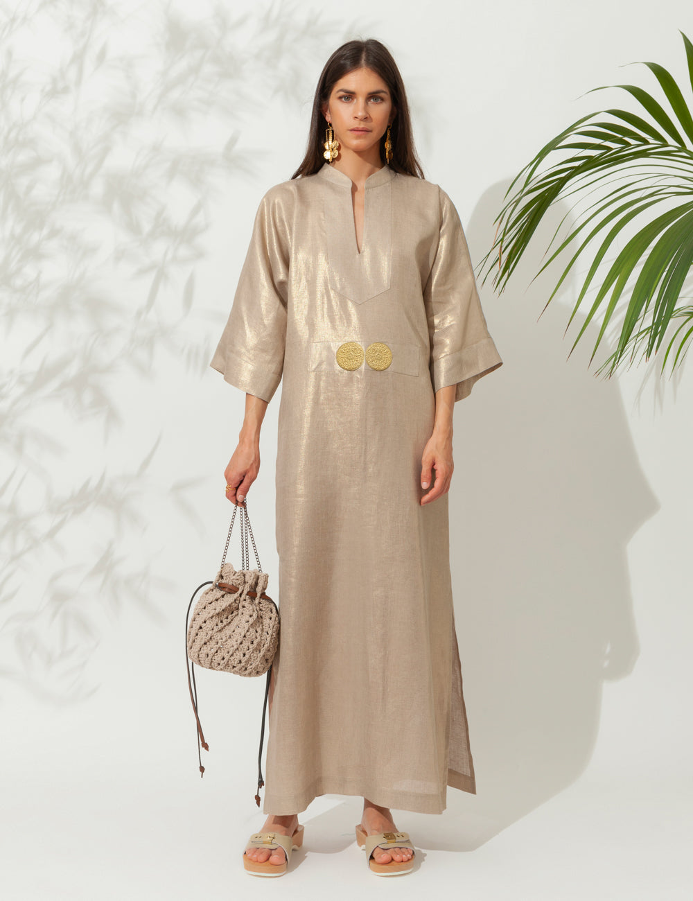 HELIOS LONG KAFTAN WITH GOLDEN BUCKLES