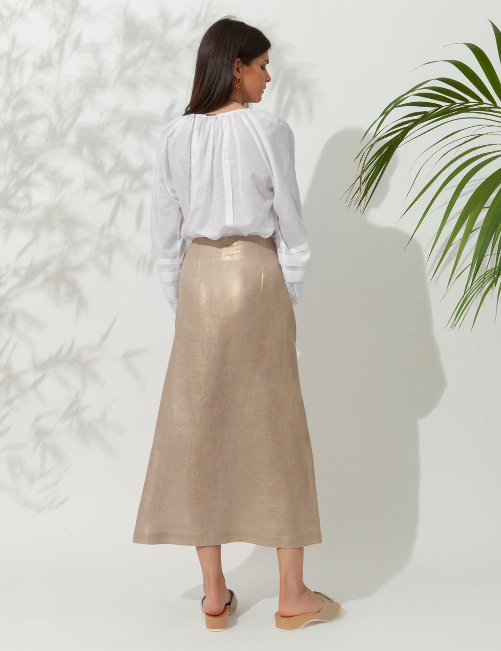 HELIOS GOLDEN WRAP SKIRT WITH FRINGES