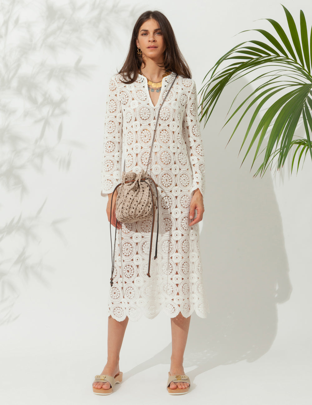 AVRA CROCHET MIDI DRESS