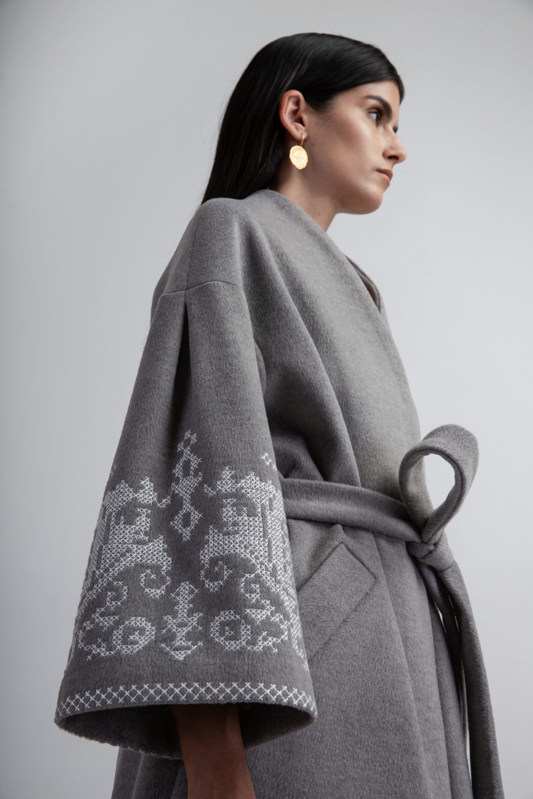 PENELOPE EMBROIDERED WOOL COAT