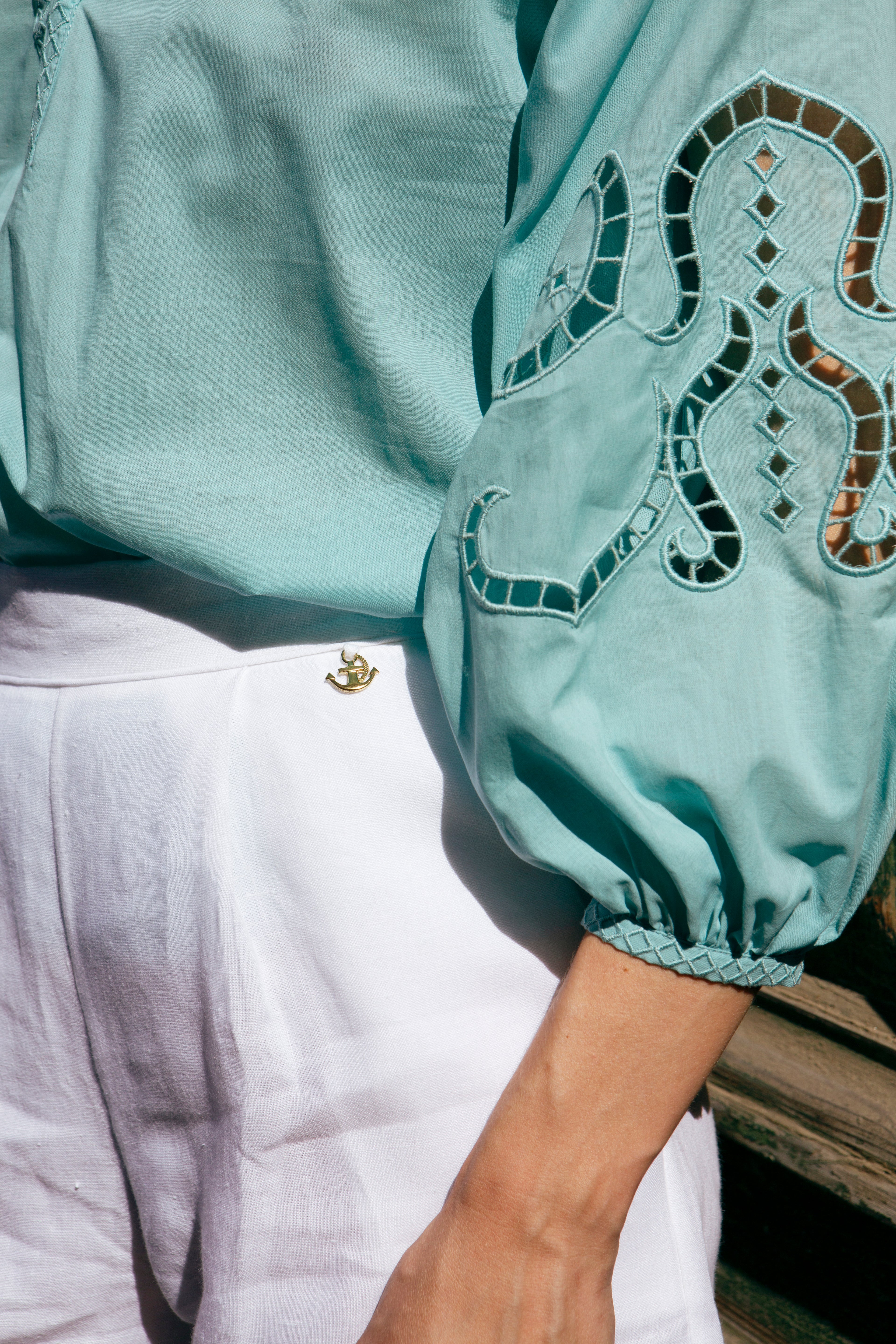 IPHIGENIA CUT EMBROIDERED  BLOUSE - WEB EXCLUSIVE