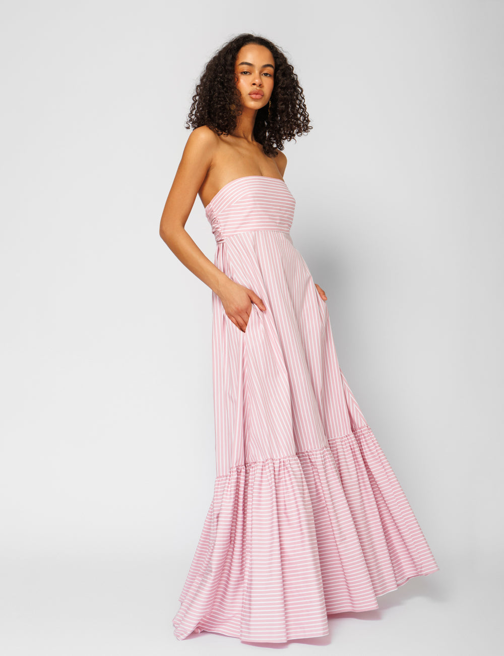 AEOLIA COTTON POPLIN STRIPED GOWN - WEB EXCLUSIVE