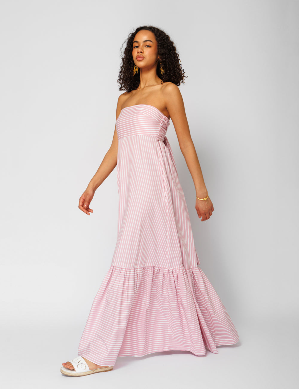 AEOLIA COTTON POPLIN STRIPED GOWN - WEB EXCLUSIVE