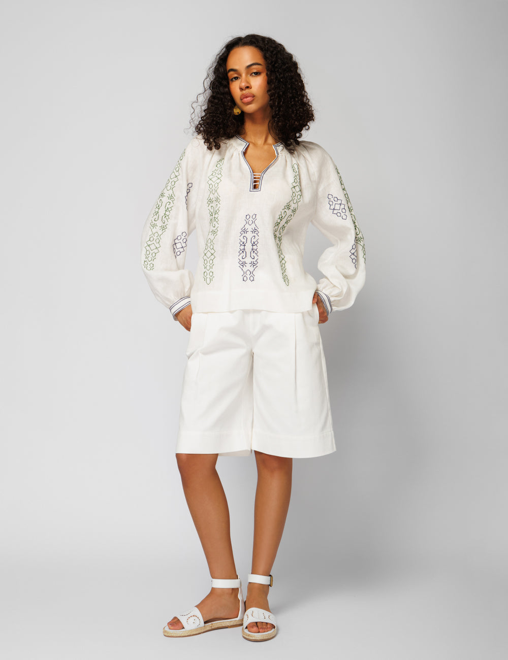 ARGINI EMBROIDERED LINEN BLOUSE - WEB EXCLUSIVE