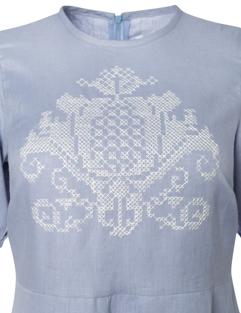 PENELOPE EMBROIDERED PUFF SLEEVE LINEN LONG DRESS - WEB EXCLUSIVE