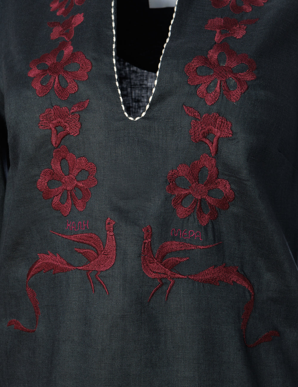 KALIMERA EMBROIDERED LINEN DRESS