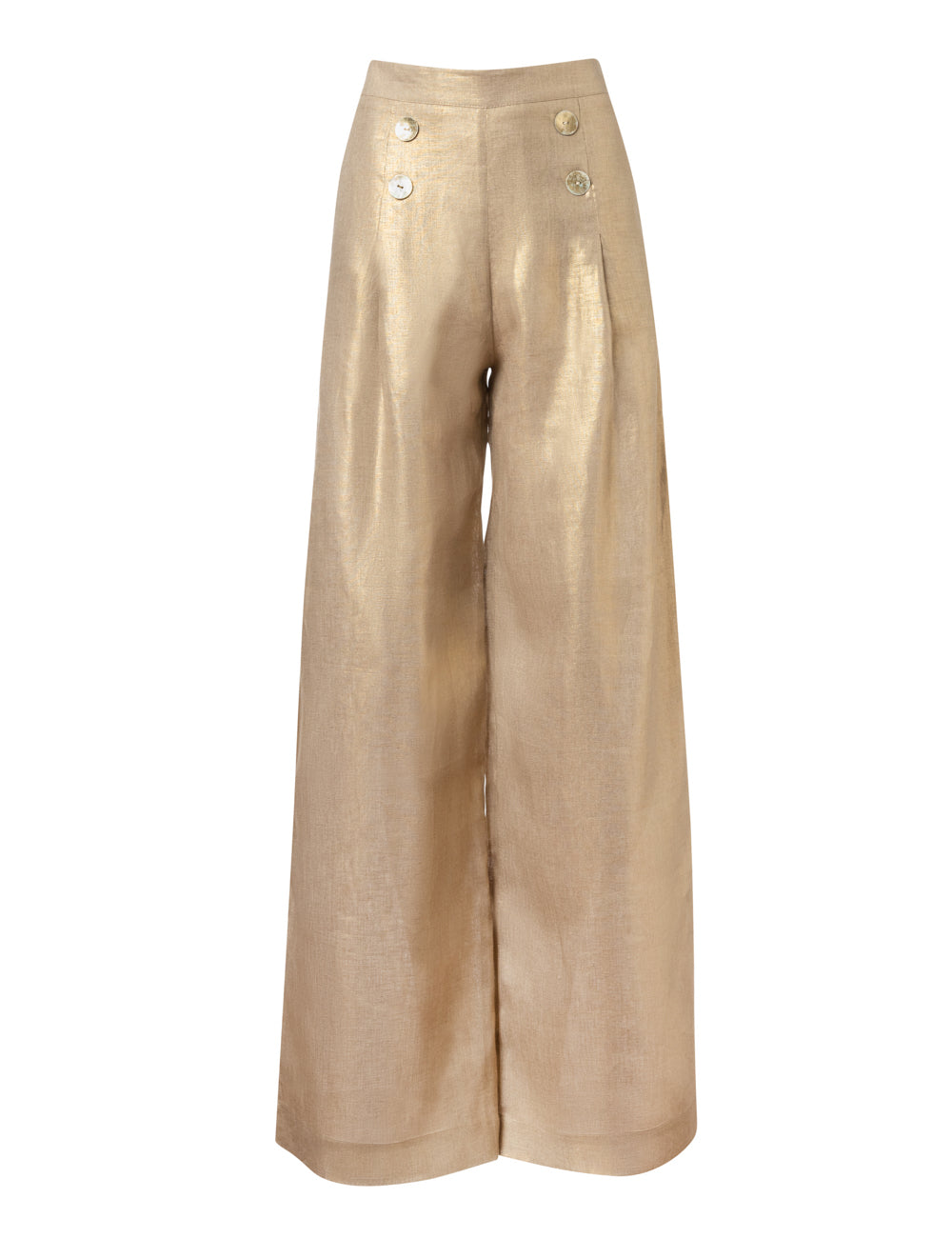 HELIOS HIGH WAIST GOLDEN LINEN TROUSERS