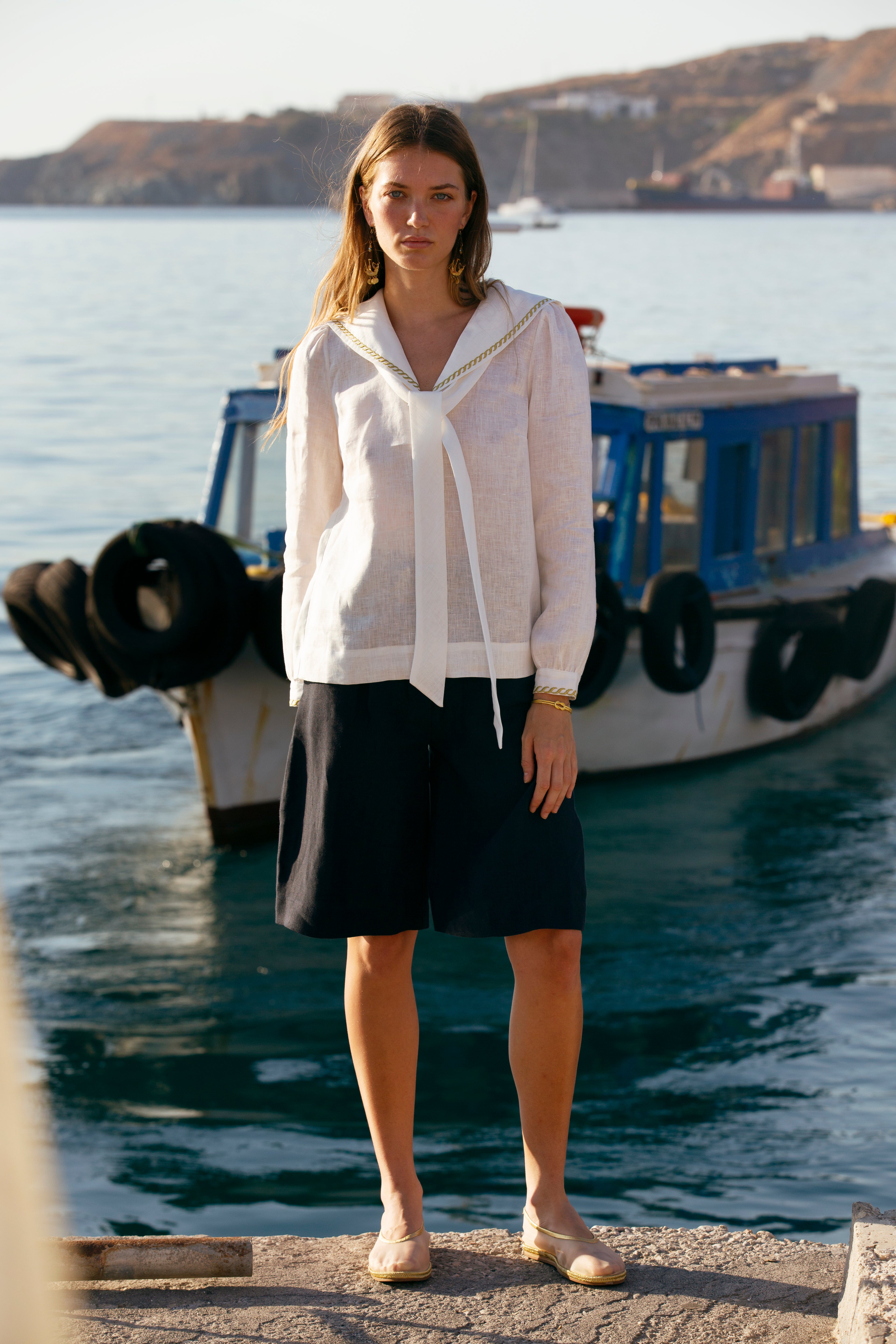 DESIS EMBROIDERED SAILOR TIE BLOUSE