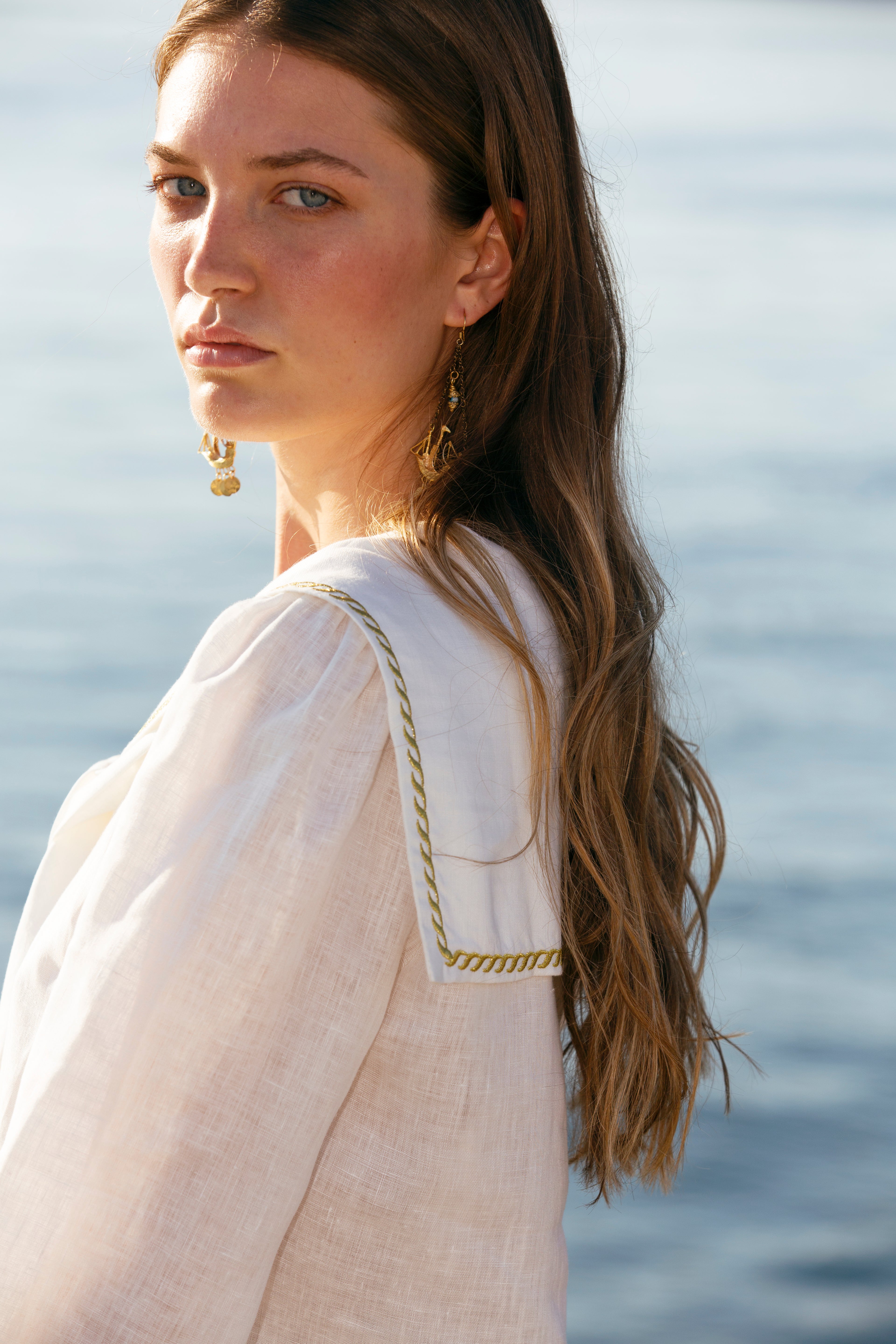 DESIS EMBROIDERED SAILOR TIE BLOUSE