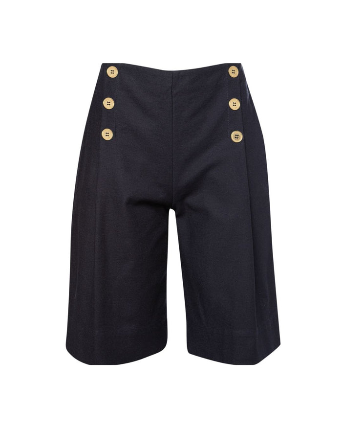 Sailor cotton denim bermuda shorts in navy blue, Ancient Kallos