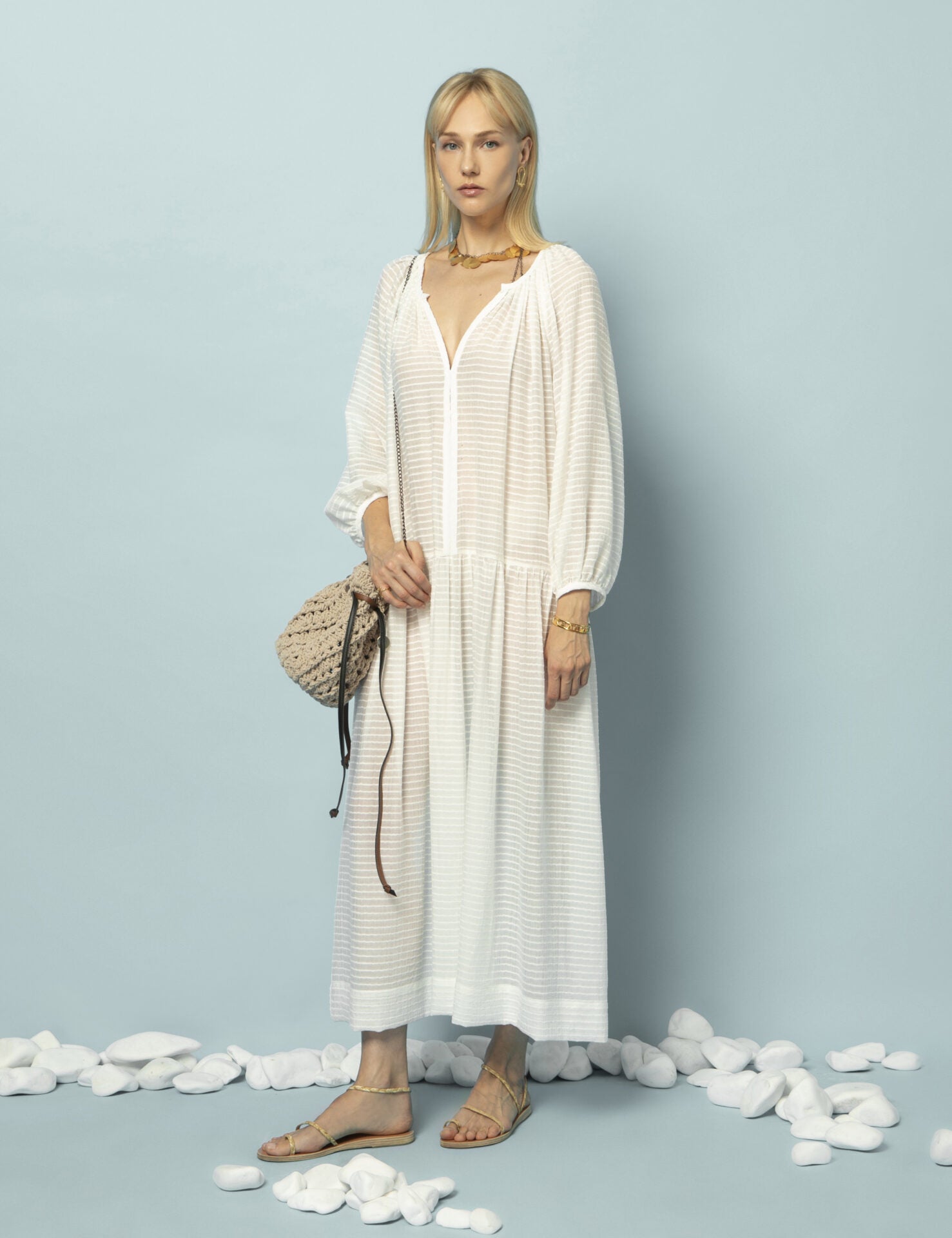 SANDRA LONG KAFTAN OFF WHITE