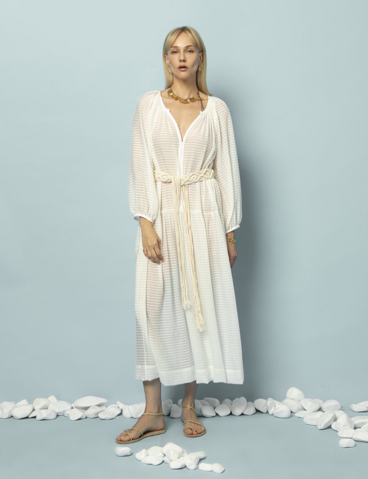 SANDRA LONG KAFTAN OFF WHITE