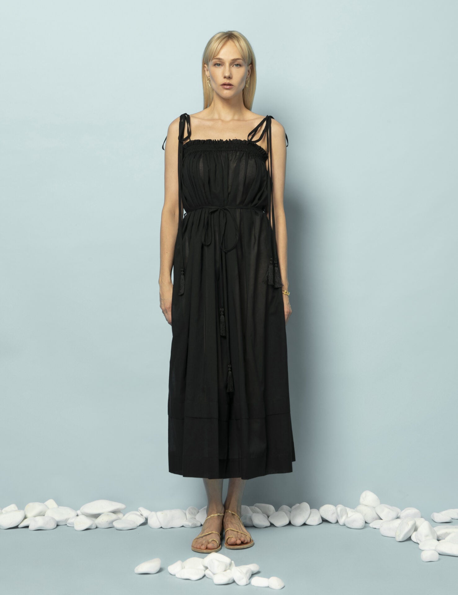 VIOLETA COTTON VOILE BEACH DRESS BLACK