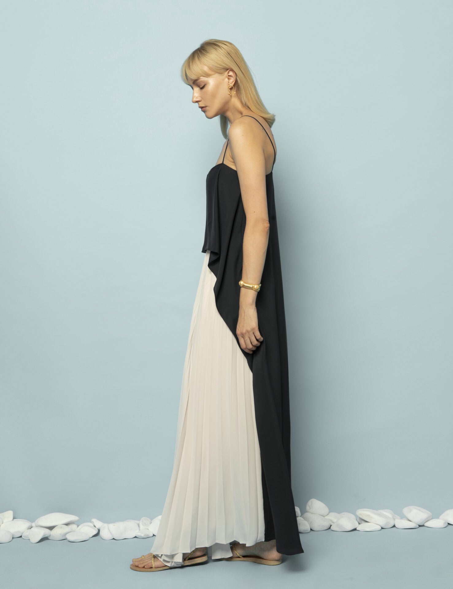 KLEONI PLEATED LONG DRESS