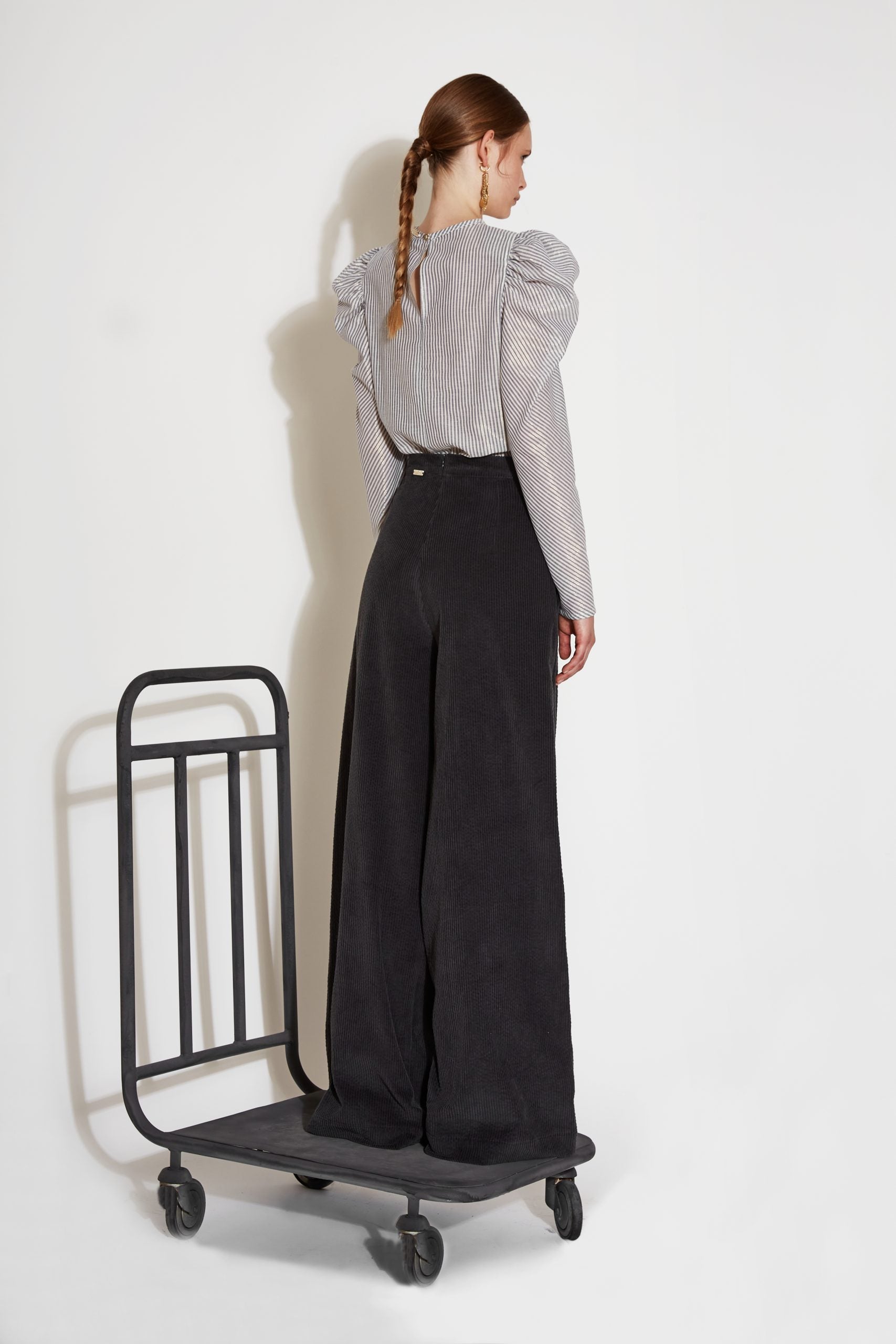 SELI COTTON CORDUROY WIDE-LEG PANTS