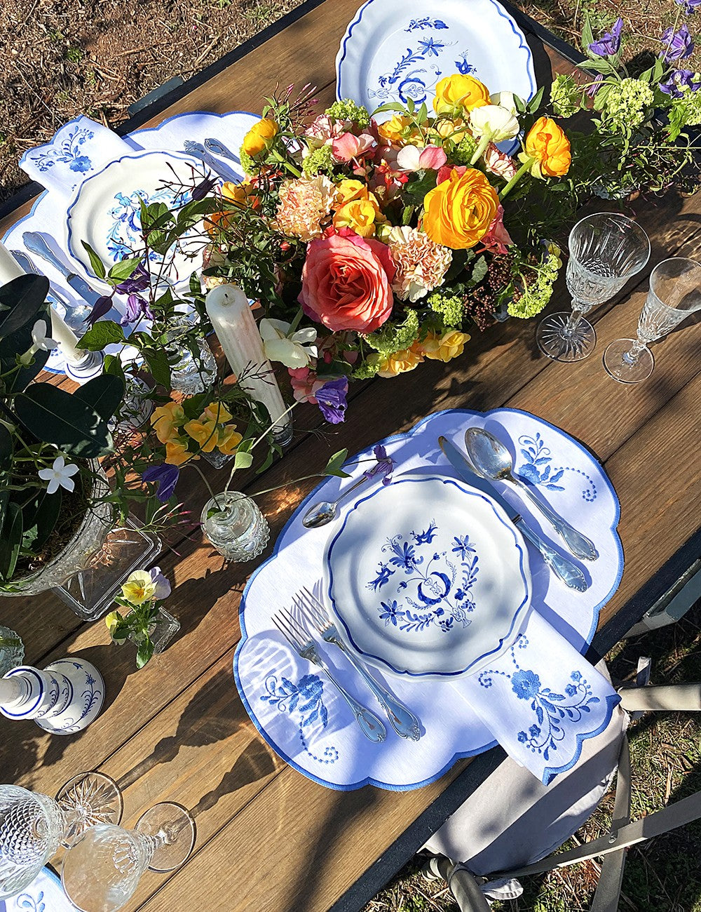 SET OF TWO SKYROS DINNER PLATES GREEK BLUE