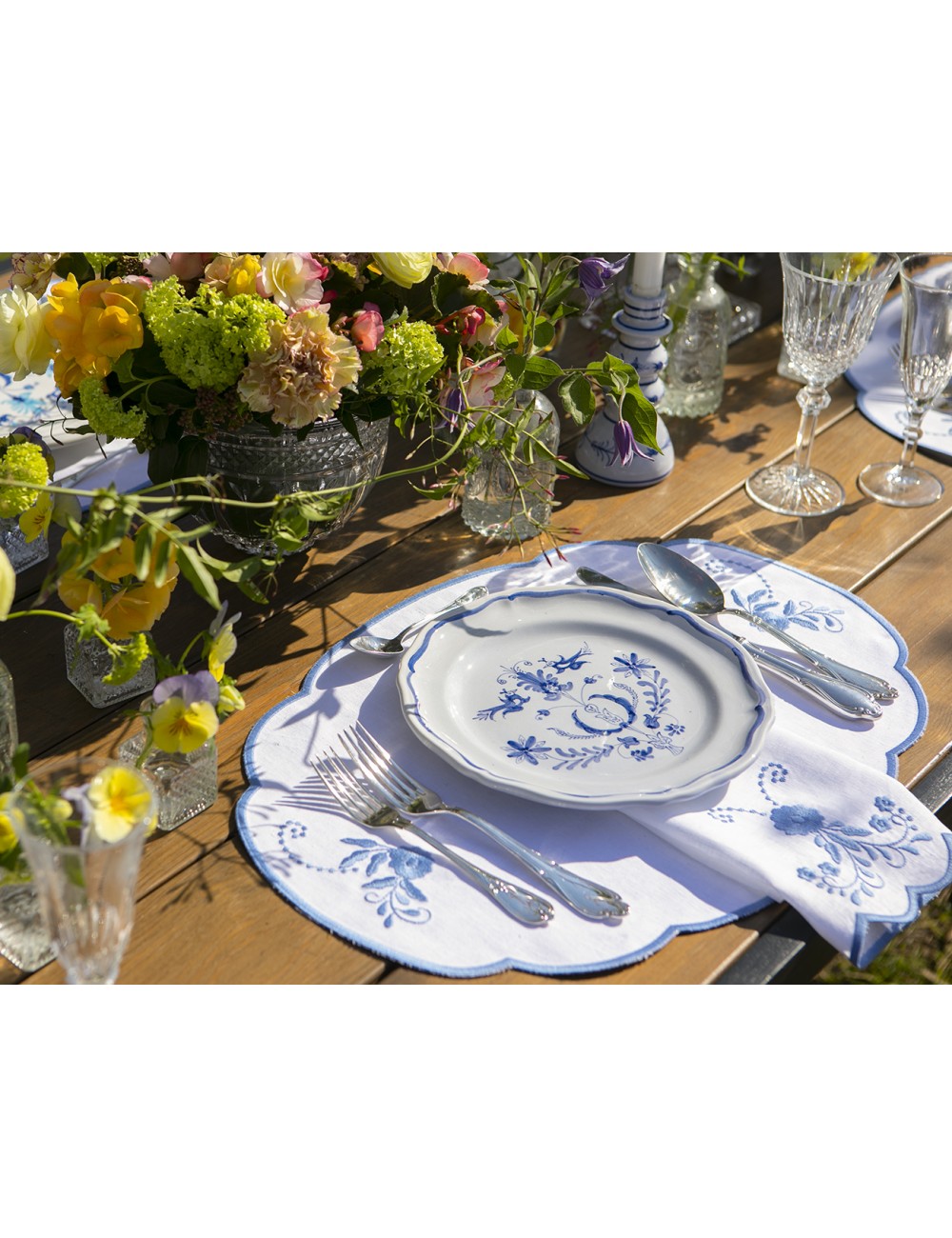 SET OF TWO SKYROS DINNER PLATES GREEK BLUE